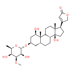 ChemSpider 2D Image | (1beta,3beta,5beta,9xi)-3-[(6-Deoxy-3-O-methyl-alpha-D-talopyranosyl)oxy]-1,14-dihydroxycard-20(22)-enolide | C30H46O9