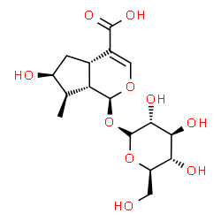 ChemSpider 2D Image | (1S,4aS,6S,7R,7aS)-1-(alpha-D-Glucopyranosyloxy)-6-hydroxy-7-methyl-1,4a,5,6,7,7a-hexahydrocyclopenta[c]pyran-4-carboxylic acid | C16H24O10