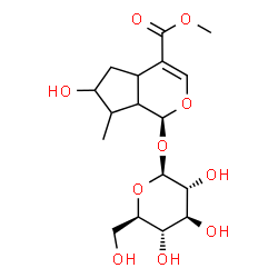 ChemSpider 2D Image | Methyl (1S)-1-(beta-D-glucopyranosyloxy)-6-hydroxy-7-methyl-1,4a,5,6,7,7a-hexahydrocyclopenta[c]pyran-4-carboxylate | C17H26O10
