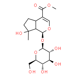 ChemSpider 2D Image | Methyl (1S)-1-(beta-D-glucopyranosyloxy)-7-hydroxy-7-methyl-1,4a,5,6,7,7a-hexahydrocyclopenta[c]pyran-4-carboxylate | C17H26O10