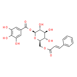 ChemSpider 2D Image | Î²-D-Glucopyranose, 6-[(2E)-3-phenyl-2-propenoate] 1-(3,4,5-trihydroxybenzoate) | C22H22O11