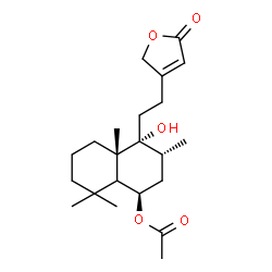ChemSpider 2D Image | (1R,3R,4R,4aS)-4-Hydroxy-3,4a,8,8-tetramethyl-4-[2-(5-oxo-2,5-dihydro-3-furanyl)ethyl]decahydro-1-naphthalenyl acetate | C22H34O5
