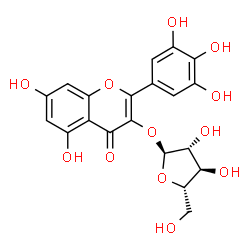 ChemSpider 2D Image | 5,7-Dihydroxy-4-oxo-2-(3,4,5-trihydroxyphenyl)-4H-chromen-3-yl alpha-L-arabinofuranoside | C20H18O12