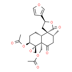 ChemSpider 2D Image | [(2'R,3R,4a'S,5S,5'R,6'S,8a'S)-6'-Acetoxy-5-(3-furyl)-2'-methyl-2,4'-dioxooctahydrodispiro[furan-3,1'-naphthalene-5',2''-oxiran]-4a'(2'H)-yl]methyl acetate | C24H28O9