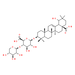 ChemSpider 2D Image | (3beta,5xi,9xi,18xi)-19,28-Dihydroxy-28-oxoolean-12-en-3-yl 4-O-beta-D-xylopyranosyl-beta-D-glucopyranosiduronic acid | C41H64O14