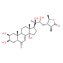 ChemSpider 2D Image | (2beta,3beta,5beta,9xi,22R,24S,25S,28R)-2,3,14,20,22-Pentahydroxy-26,28-epoxystigmast-7-ene-6,26-dione | C29H44O8