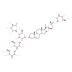 ChemSpider 2D Image | (3beta,9xi,14xi,25S)-26-(beta-D-Glucopyranosyloxy)-22,25-epoxyfurost-5-en-3-yl 6-deoxy-alpha-L-mannopyranosyl-(1->4)-[beta-D-glucopyranosyl-(1->3)-beta-D-glucopyranosyl-(1->2)]-beta-D-glucopyranoside | C57H92O28