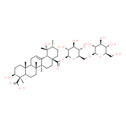 ChemSpider 2D Image | 6-O-beta-D-Glucopyranosyl-1-O-[(3beta,5xi,9xi)-3,19,24-trihydroxy-24,28-dioxours-12-en-28-yl]-beta-D-glucopyranose | C42H66O16
