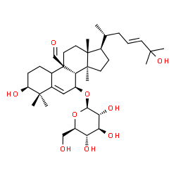 ChemSpider 2D Image | (1S,7S,9beta,23E)-9-Formyl-1,25-dihydroxy-10,14-dimethyl-4,9-cyclo-9,10-secocholesta-5,23-dien-7-yl beta-D-glucopyranoside | C36H58O9
