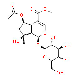 ChemSpider 2D Image | Methyl (1S,4aS,5R,7S,7aS)-5-acetoxy-1-(beta-D-glucopyranosyloxy)-7-hydroxy-7-methyl-1,4a,5,6,7,7a-hexahydrocyclopenta[c]pyran-4-carboxylate | C19H28O12