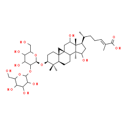 ChemSpider 2D Image | (3beta,8xi,9beta,24E)-3-{[(1R)-2-O-Hexopyranosylhexopyranosyl]oxy}-12,15-dihydroxy-9,19-cyclolanost-24-en-26-oic acid | C42H68O15