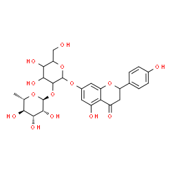 ChemSpider 2D Image | 5-Hydroxy-2-(4-hydroxyphenyl)-4-oxo-3,4-dihydro-2H-chromen-7-yl 2-O-(6-deoxy-alpha-L-mannopyranosyl)hexopyranoside | C27H32O14