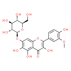 ChemSpider 2D Image | 3,5,6-Trihydroxy-2-(4-hydroxy-3-methoxyphenyl)-4-oxo-4H-chromen-7-yl beta-D-glucopyranoside | C22H22O13