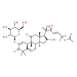 ChemSpider 2D Image | (4R,9beta,23E)-2-(beta-D-Glucopyranosyloxy)-16,20-dihydroxy-9,10,14-trimethyl-1,11,22-trioxo-4,9-cyclo-9,10-secocholesta-2,5,23-trien-25-yl acetate | C38H54O13