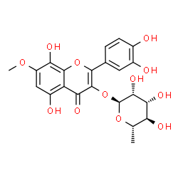 ChemSpider 2D Image | 2-(3,4-Dihydroxyphenyl)-5,8-dihydroxy-7-methoxy-4-oxo-4H-chromen-3-yl 6-deoxy-alpha-L-mannopyranoside | C22H22O12