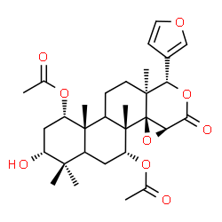 ChemSpider 2D Image | (1S,3R,6R,6aS,6bR,7aS,10S,10aS,12bS)-10-(3-Furyl)-3-hydroxy-4,4,6a,10a,12b-pentamethyl-8-oxohexadecahydronaphtho[2,1-f]oxireno[d]isochromene-1,6-diyl diacetate | C30H40O9