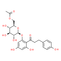 ChemSpider 2D Image | 3,5-Dihydroxy-2-[3-(4-hydroxyphenyl)propanoyl]phenyl 6-O-acetyl-beta-D-glucopyranoside | C23H26O11