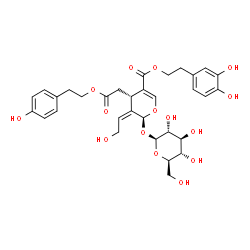 ChemSpider 2D Image | 2-(3,4-Dihydroxyphenyl)ethyl (2S,3Z,4S)-2-(beta-D-glucopyranosyloxy)-3-(2-hydroxyethylidene)-4-{2-[2-(4-hydroxyphenyl)ethoxy]-2-oxoethyl}-3,4-dihydro-2H-pyran-5-carboxylate | C32H38O15