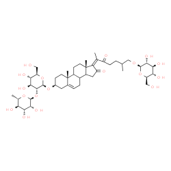 ChemSpider 2D Image | (3beta,8xi,9xi,14xi,17Z)-3-{[2-O-(6-Deoxy-alpha-L-mannopyranosyl)-beta-D-glucopyranosyl]oxy}-16,22-dioxocholesta-5,17-dien-27-yl beta-D-glucopyranoside | C45H70O18
