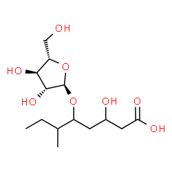 ChemSpider 2D Image | 5-(alpha-L-Arabinofuranosyloxy)-3-hydroxy-6-methyloctanoic acid | C14H26O8