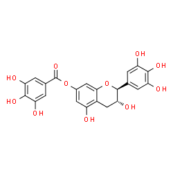 ChemSpider 2D Image | (2S,3R)-3,5-Dihydroxy-2-(3,4,5-trihydroxyphenyl)-3,4-dihydro-2H-chromen-7-yl 3,4,5-trihydroxybenzoate | C22H18O11