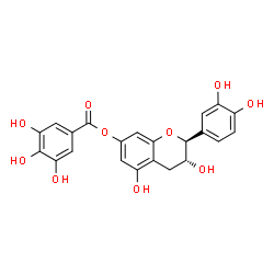 ChemSpider 2D Image | (2S,3R)-2-(3,4-Dihydroxyphenyl)-3,5-dihydroxy-3,4-dihydro-2H-chromen-7-yl 3,4,5-trihydroxybenzoate | C22H18O10