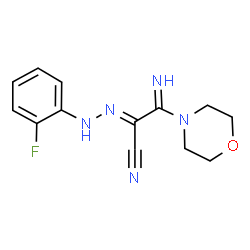 ChemSpider 2D Image | (2E)-2-[(2-Fluorophenyl)hydrazono]-3-imino-3-(4-morpholinyl)propanenitrile | C13H14FN5O