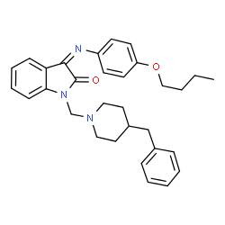 ChemSpider 2D Image | (3Z)-1-[(4-Benzyl-1-piperidinyl)methyl]-3-[(4-butoxyphenyl)imino]-1,3-dihydro-2H-indol-2-one | C31H35N3O2