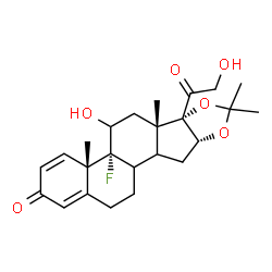 ChemSpider 2D Image | (4aS,4bR,6aS,6bS,9aR)-4b-Fluoro-6b-glycoloyl-5-hydroxy-4a,6a,8,8-tetramethyl-4a,4b,5,6,6a,6b,9a,10,10a,10b,11,12-dodecahydro-2H-naphtho[2',1':4,5]indeno[1,2-d][1,3]dioxol-2-one | C24H31FO6