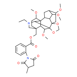 ChemSpider 2D Image | (14-Ethyl-4,6,19,21-tetramethoxy-9,11-dioxa-14-azaheptacyclo[10.7.2.1~2,5~.0~1,13~.0~3,8~.0~8,12~.0~16,20~]docos-16-yl)methyl 2-(3-methyl-2,5-dioxo-1-pyrrolidinyl)benzoate | C38H50N2O10