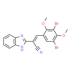 ChemSpider 2D Image | (2E)-2-(1H-Benzimidazol-2-yl)-3-(3,5-dibromo-2,4-dimethoxyphenyl)acrylonitrile | C18H13Br2N3O2