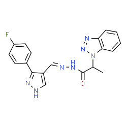 ChemSpider 2D Image | 2-(1H-Benzotriazol-1-yl)-N'-{(E)-[3-(4-fluorophenyl)-1H-pyrazol-4-yl]methylene}propanehydrazide | C19H16FN7O