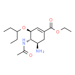 ChemSpider 2D Image | Ethyl (3S,4S,5R)-4-acetamido-5-amino-3-(3-pentanyloxy)-1-cyclohexene-1-carboxylate | C16H28N2O4