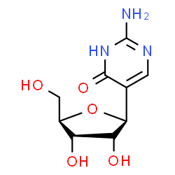 ChemSpider 2D Image | (1S)-1-(2-Amino-4-oxo-1,4-dihydro-5-pyrimidinyl)-1,4-anhydro-D-ribitol | C9H13N3O5