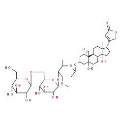 ChemSpider 2D Image | (10xi,13xi,14xi,17alpha)-3-{[Hexopyranosyl-(1->6)hexopyranosyl-(1->4)-2,6-dideoxy-3-O-methylhexopyranosyl]oxy}-5,14-dihydroxy-19-oxocard-20(22)-enolide | C42H64O19