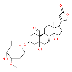 ChemSpider 2D Image | (10xi,13xi,14xi,17xi)-3-[(2,6-Dideoxy-3-O-methylhexopyranosyl)oxy]-5,14-dihydroxy-19-oxocard-20(22)-enolide | C30H44O9