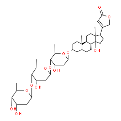 ChemSpider 2D Image | (10xi,13xi,14xi,17xi)-3-{[2,6-Dideoxyhexopyranosyl-(1->4)-2,6-dideoxyhexopyranosyl-(1->4)-2,6-dideoxyhexopyranosyl]oxy}-14-hydroxycard-20(22)-enolide | C41H64O13