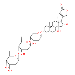 ChemSpider 2D Image | (10xi,13xi,14xi,17xi)-3-{[2,6-Dideoxyhexopyranosyl-(1->4)-2,6-dideoxyhexopyranosyl-(1->4)-2,6-dideoxyhexopyranosyl]oxy}-14,16-dihydroxycard-20(22)-enolide | C41H64O14