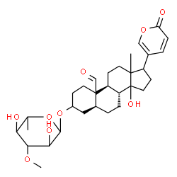 ChemSpider 2D Image | (5alpha,10xi,13xi,14xi,17xi)-3-[(6-Deoxy-3-O-methylhexopyranosyl)oxy]-14-hydroxy-19-oxobufa-20,22-dienolide | C31H44O9