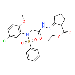 ChemSpider 2D Image | Ethyl (2E)-2-({[(5-chloro-2-methoxyphenyl)(phenylsulfonyl)amino]acetyl}hydrazono)cyclopentanecarboxylate | C23H26ClN3O6S