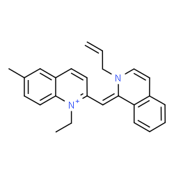 ChemSpider 2D Image | 2-[(Z)-(2-Allyl-1(2H)-isoquinolinylidene)methyl]-1-ethyl-6-methylquinolinium | C25H25N2
