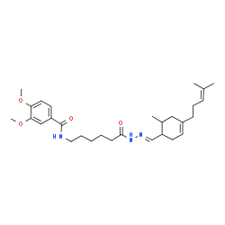 ChemSpider 2D Image | 3,4-Dimethoxy-N-{6-[(2E)-2-{[6-methyl-4-(4-methyl-3-penten-1-yl)-3-cyclohexen-1-yl]methylene}hydrazino]-6-oxohexyl}benzamide | C29H43N3O4