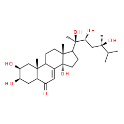 ChemSpider 2D Image | (2beta,3beta,9xi,17xi,22R)-2,3,14,20,22,24-Hexahydroxyergost-7-en-6-one | C28H46O7
