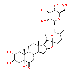 ChemSpider 2D Image | (3beta)-2,3,5,22-Tetrahydroxy-6-oxofurostan-26-yl beta-D-glucopyranoside | C33H54O12