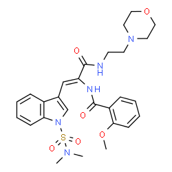 ChemSpider 2D Image | N-[(1Z)-1-[1-(Dimethylsulfamoyl)-1H-indol-3-yl]-3-{[2-(4-morpholinyl)ethyl]amino}-3-oxo-1-propen-2-yl]-2-methoxybenzamide | C27H33N5O6S