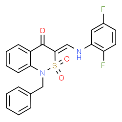 ChemSpider 2D Image | (3Z)-1-Benzyl-3-{[(2,5-difluorophenyl)amino]methylene}-1H-2,1-benzothiazin-4(3H)-one 2,2-dioxide | C22H16F2N2O3S