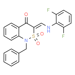 ChemSpider 2D Image | (3Z)-1-Benzyl-3-{[(2,6-difluorophenyl)amino]methylene}-1H-2,1-benzothiazin-4(3H)-one 2,2-dioxide | C22H16F2N2O3S