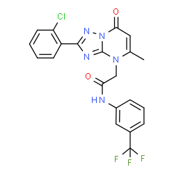 ChemSpider 2D Image | 2-[2-(2-Chlorophenyl)-5-methyl-7-oxo[1,2,4]triazolo[1,5-a]pyrimidin-4(7H)-yl]-N-[3-(trifluoromethyl)phenyl]acetamide | C21H15ClF3N5O2