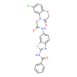 ChemSpider 2D Image | N-(6-{[(6-Chloro-3-oxo-2,3-dihydro-4H-1,4-benzoxazin-4-yl)acetyl]amino}-1,3-benzothiazol-2-yl)benzamide | C24H17ClN4O4S