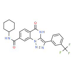 ChemSpider 2D Image | N-Cyclohexyl-5-oxo-3-[3-(trifluoromethyl)phenyl]-4,5-dihydro[1,2,3]triazolo[1,5-a]quinazoline-8-carboxamide | C23H20F3N5O2